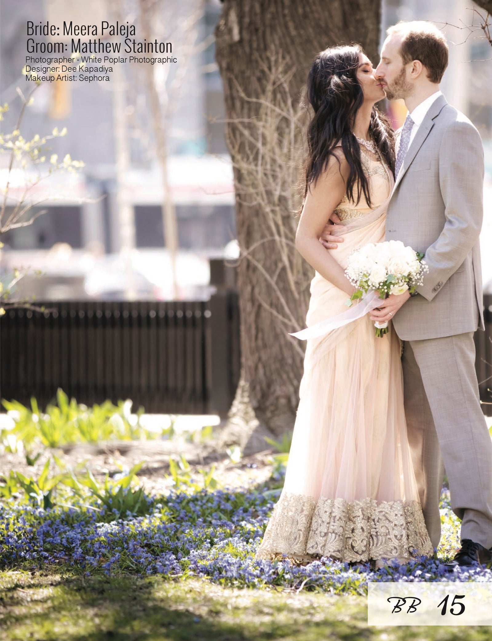 Bride Meera featured in Bellissima Bride Magazine wearing a Dee Kapadiya modern Indian bridal outfit, showcasing elegant craftsmanship and contemporary style.