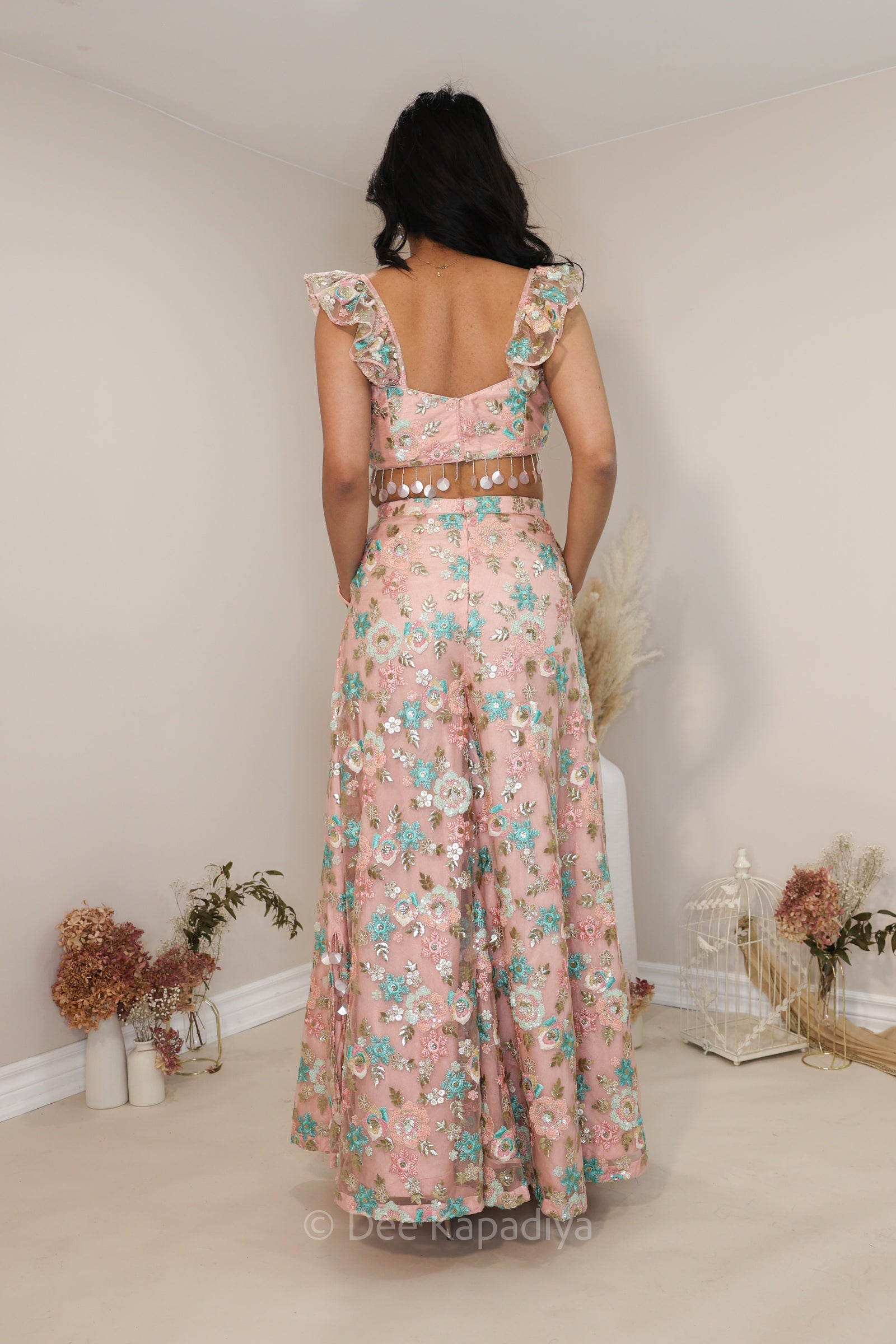 SAIRA PALAZZO SET IN PEACH