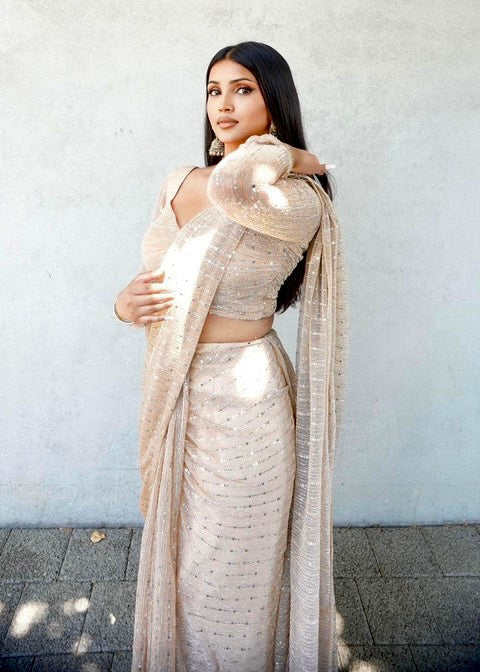 STOP STARING RUCHED SAREE SKIRT SET