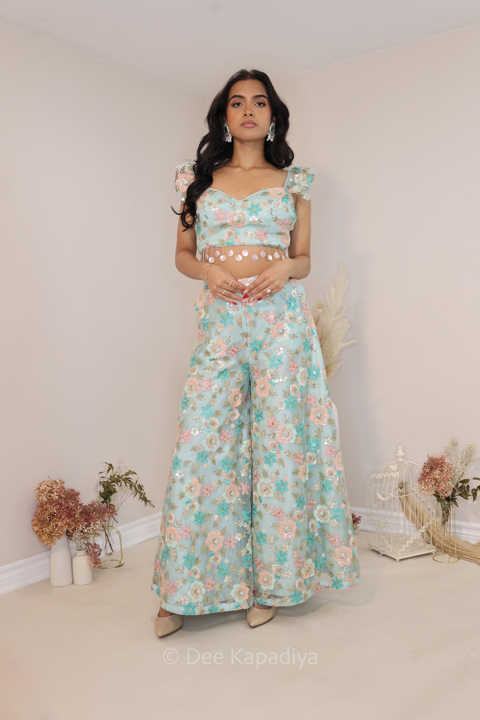 SAIRA PALAZZO SET IN SEA FOAM