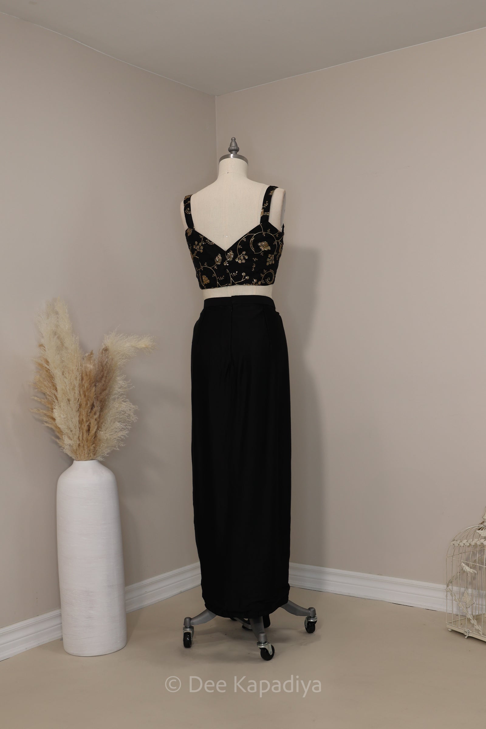 Classic black and gold draped skirt loved by all desi girl, chic and sexy 