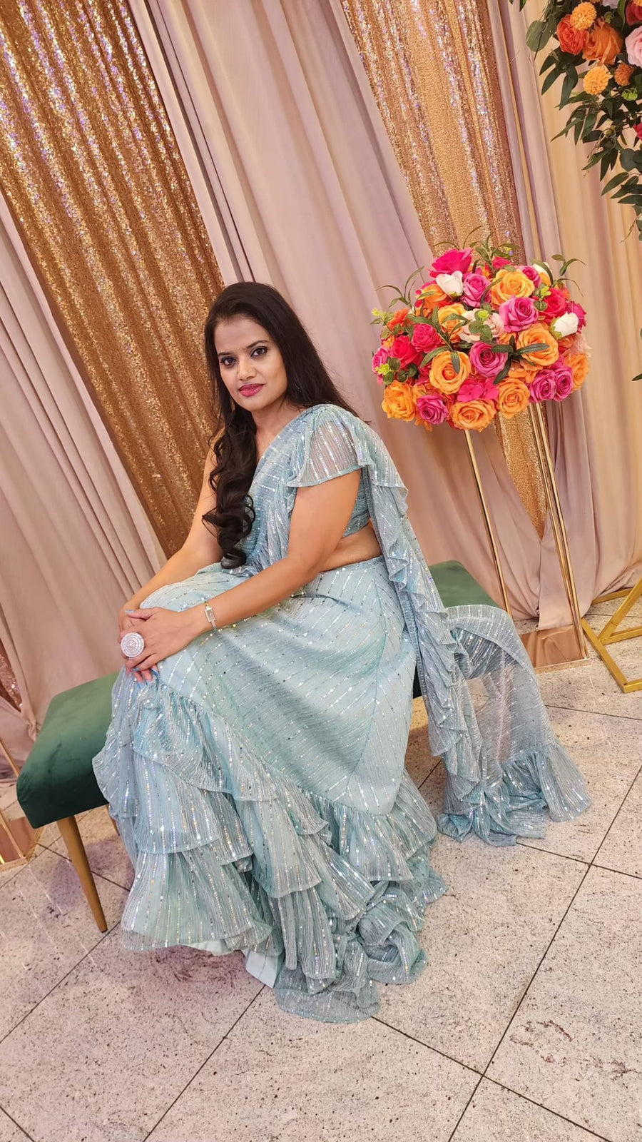 POSE QUEEN RUFFLE SAREE SILHOUETTE