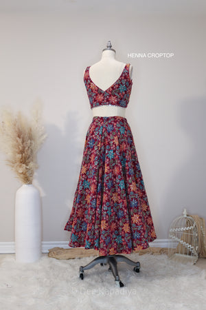 HENNA CROPPED LEHENGA SET-RED-BACK