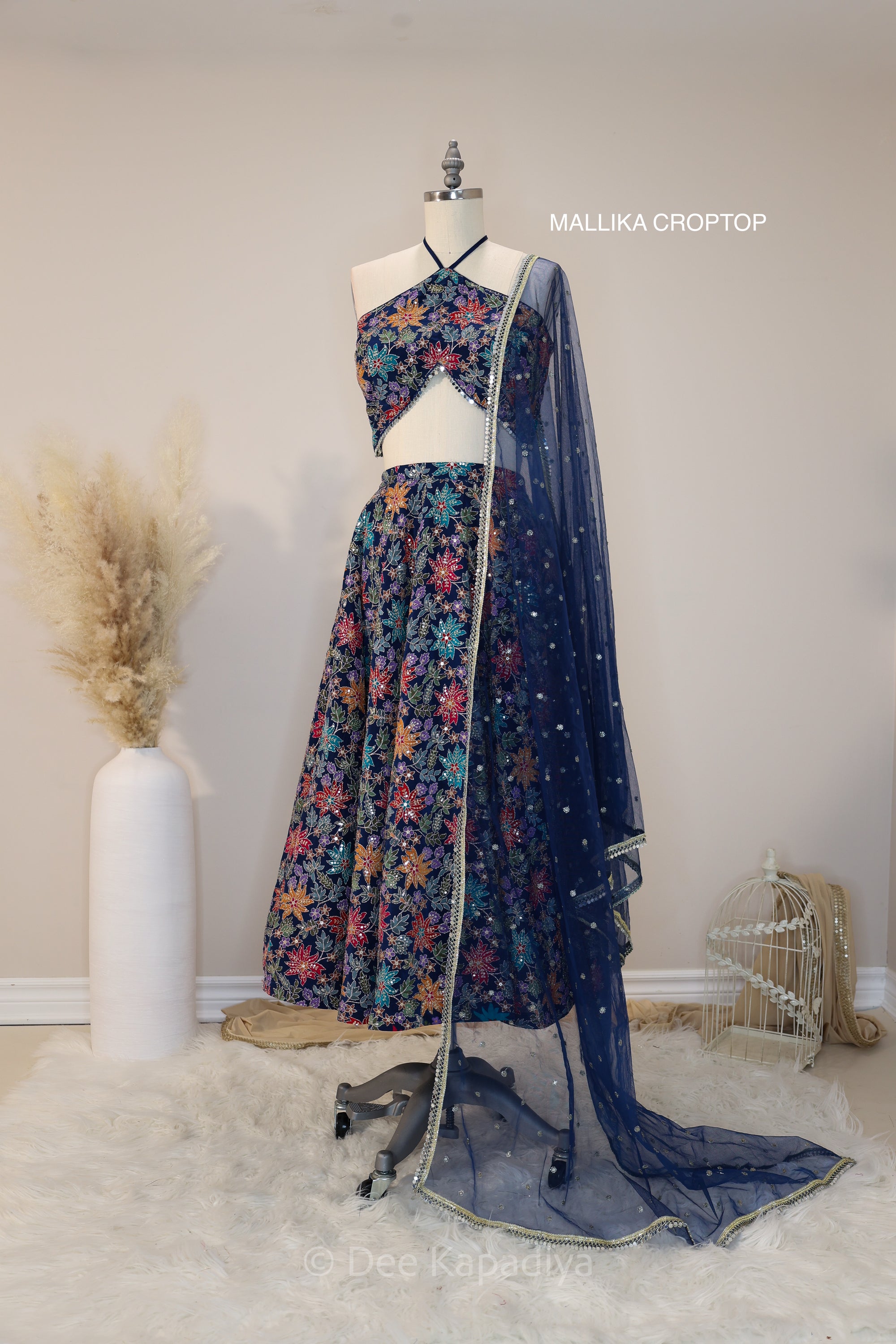 HENNA CROPPED LEHENGA SET MALLIKA CT-BLUE-FRONT