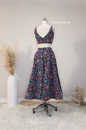 HENNA CROPPED LEHENGA SET-BLUE-BACK
