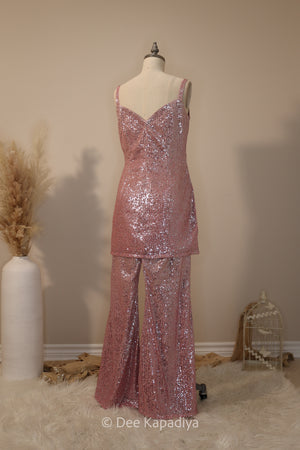 ombre sequin modern indian wear, indowestern, mermaid lehenga, bellow bottom, ruched readytowear saree, in butter yellow, bubblegum pink, celestial blue and quartz grey, cocktail, afterparty, red carpet, wedding reception guest
