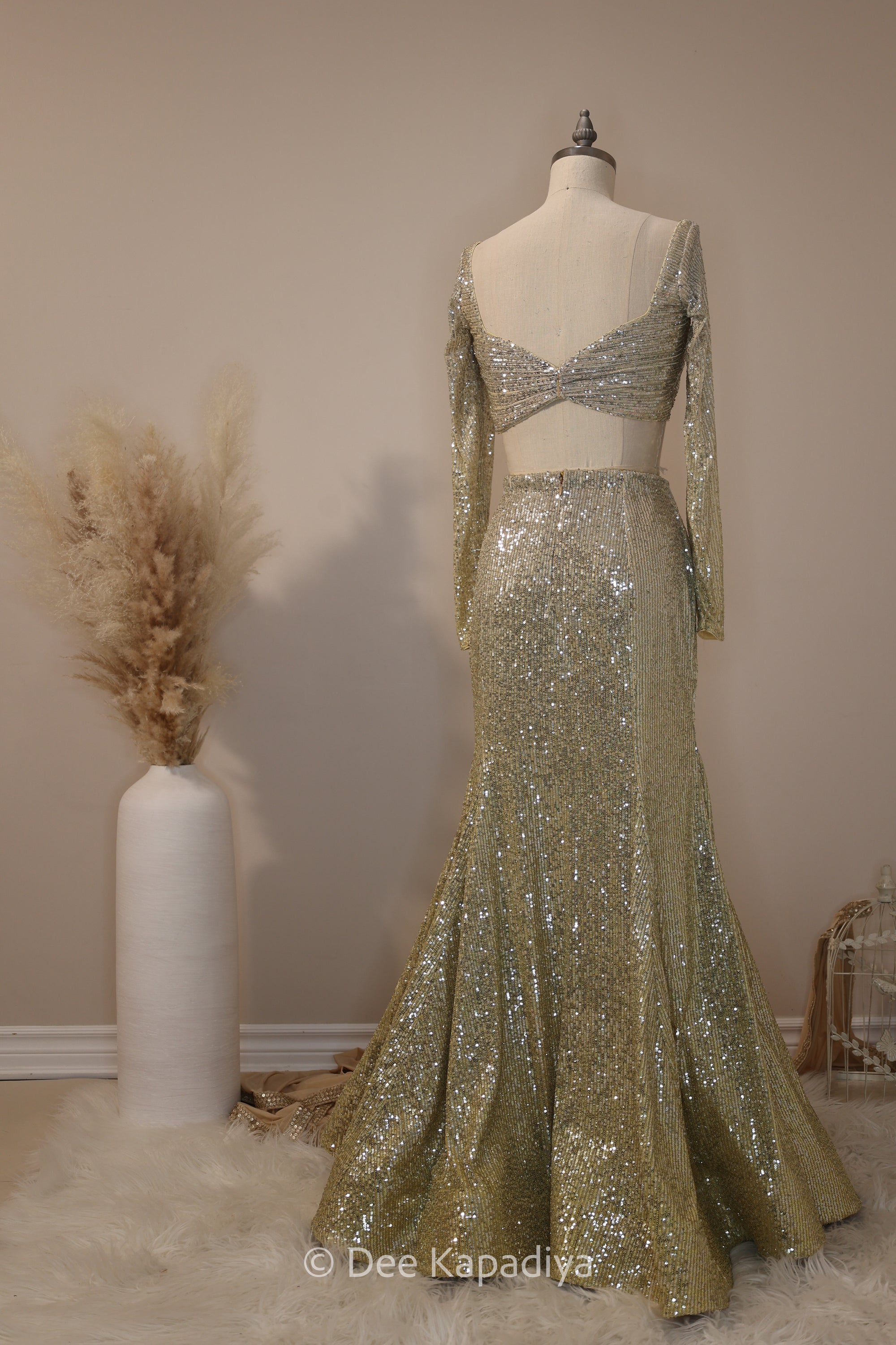 ombre sequin modern indian wear, indowestern, mermaid lehenga, bellow bottom, ruched readytowear saree, in butter yellow, bubblegum pink, celestial blue and quartz grey, cocktail, afterparty, red carpet, wedding reception guest