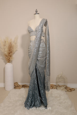 POWER MOVE RUCHED SAREE SET with LEWK BRALETTE