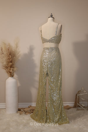 ombre sequin modern indian wear, indowestern, mermaid lehenga, bellow bottom, ruched readytowear saree, in butter yellow, bubblegum pink, celestial blue and quartz grey, cocktail, afterparty, red carpet, wedding reception guest