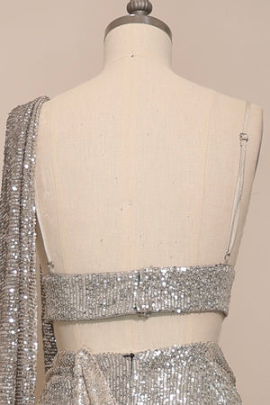 POWER MOVE RUCHED SAREE SET with LEWK BRALETTE