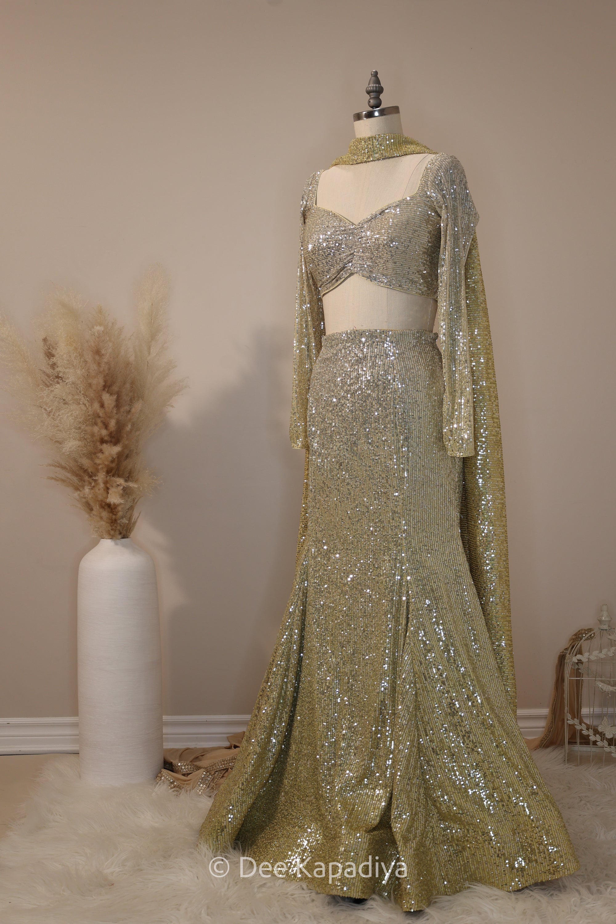 ombre sequin modern indian wear, indowestern, mermaid lehenga, bellow bottom, ruched readytowear saree, in butter yellow, bubblegum pink, celestial blue and quartz grey, cocktail, afterparty, red carpet, wedding reception guest