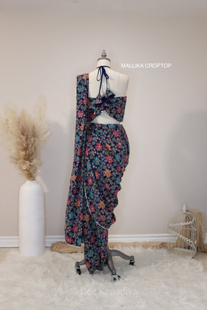 MALIKA DHOTI SAREE -BLUE -BACK