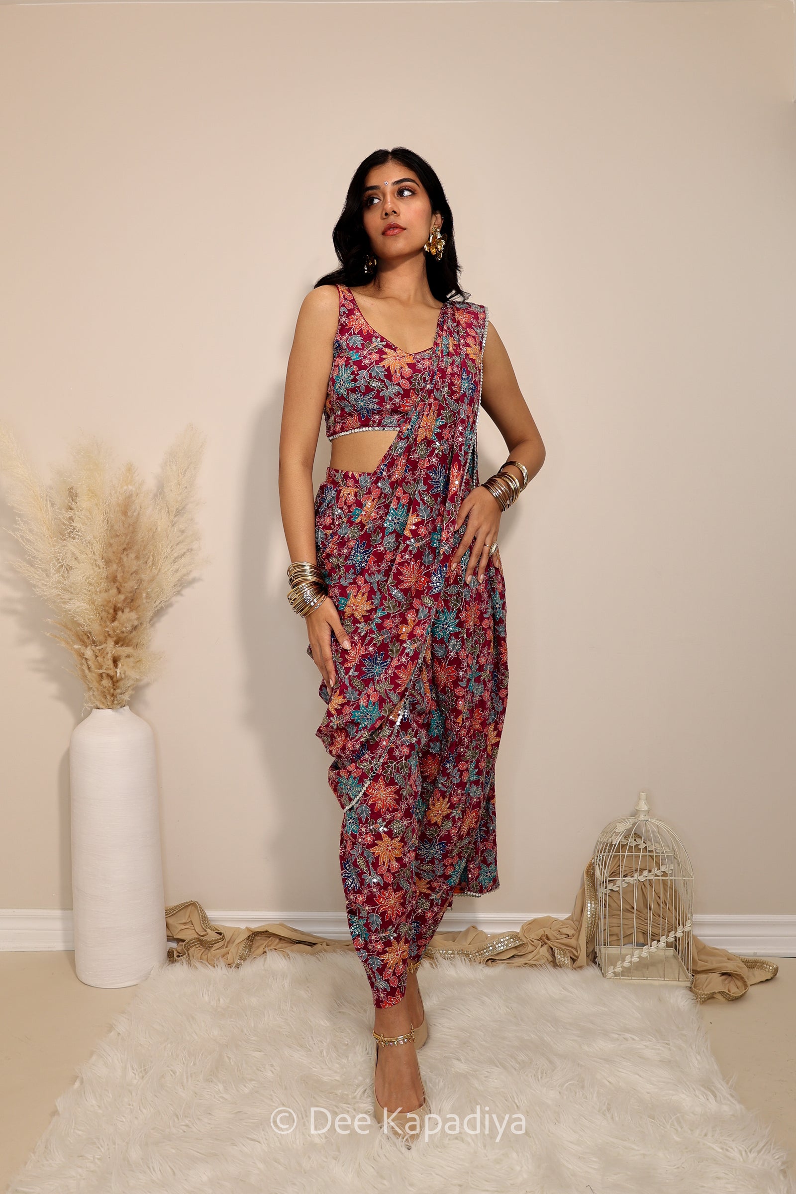 MALLIKA DHOTI SET HENNA RP FRONT