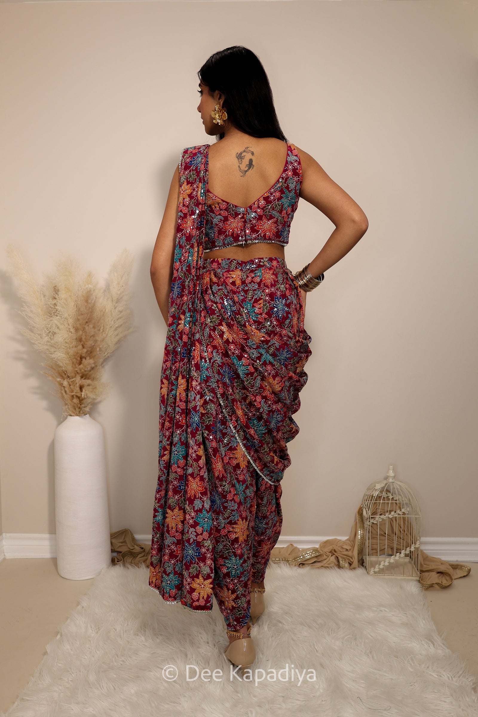 MALLIKA DHOTI SET HENNA RP FRONT