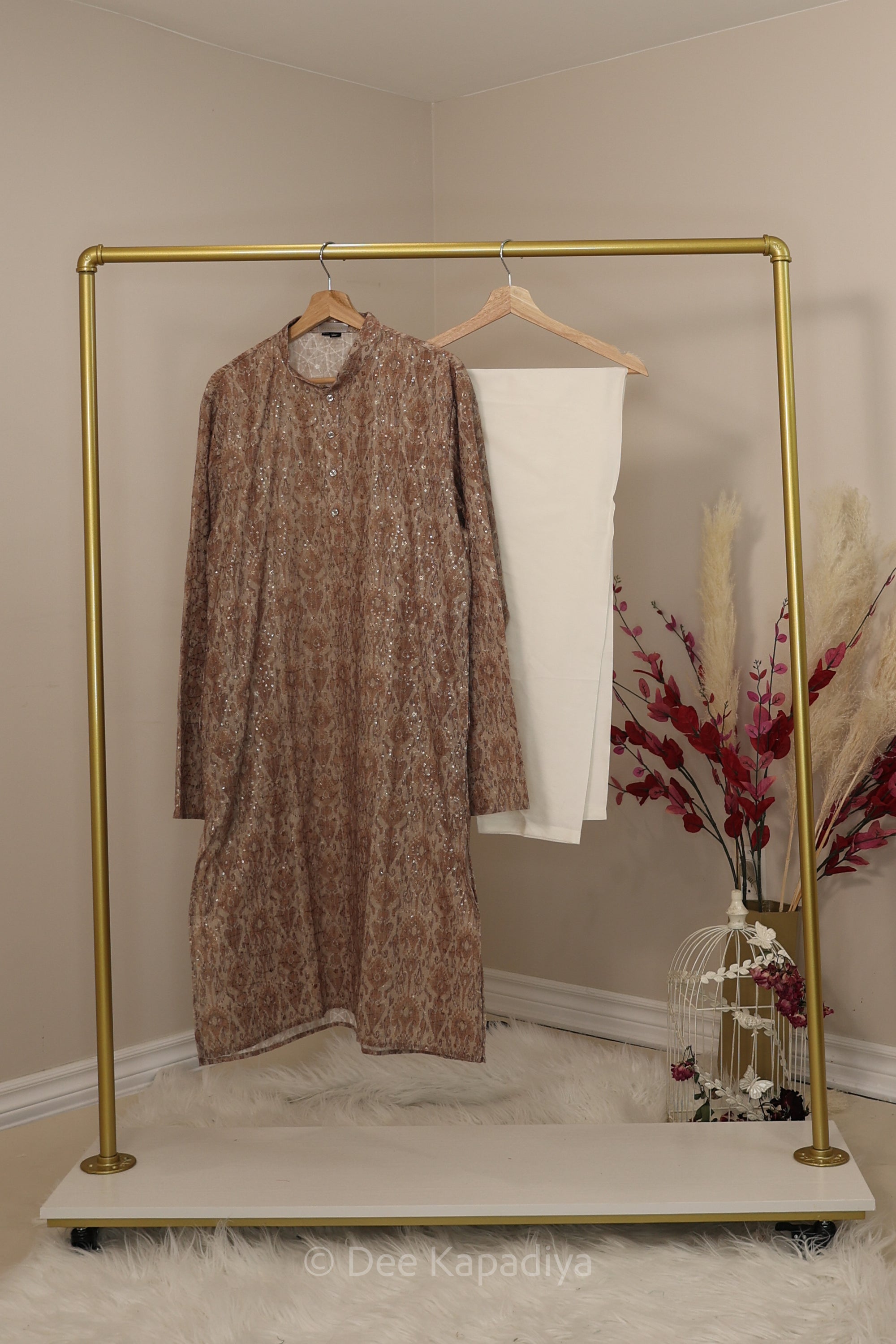 Men's Mauve Brown Kurta Payjama set