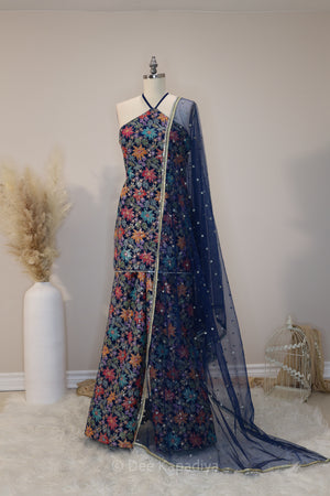 NARGIS FARSI SALWAR SET-BLUE FRONT