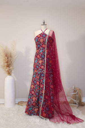 NARGIS FARSI SALWAR SET-RED FRONT