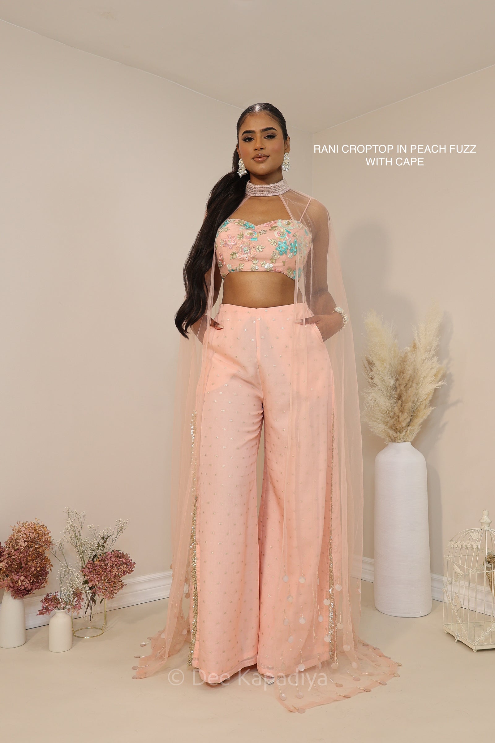 seafoam blue and peach fuzz colour modern indian wear