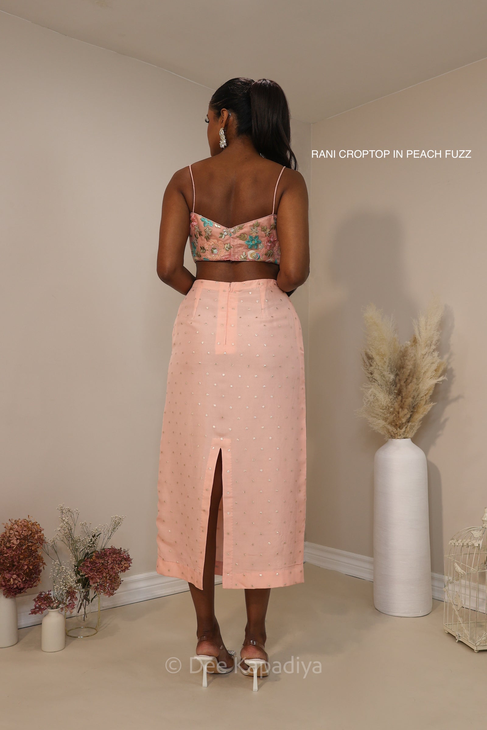 peach fuzz colour mordern indian wear