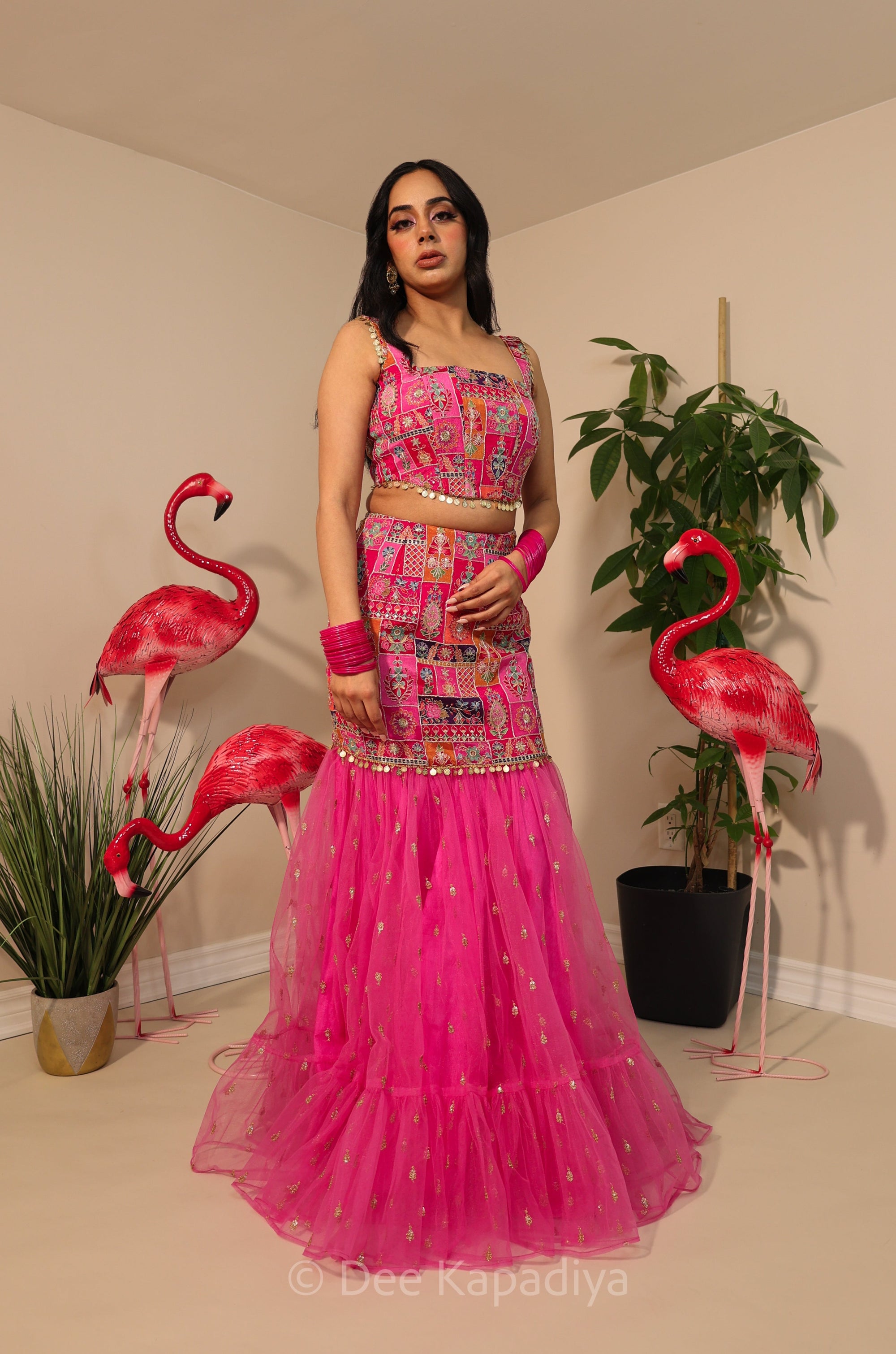 Simran from DDLJ, Hot pink corset mermaid lehenga set perfect for mehendi, sangeet, fiesta, bridal shower or welcome dinner
