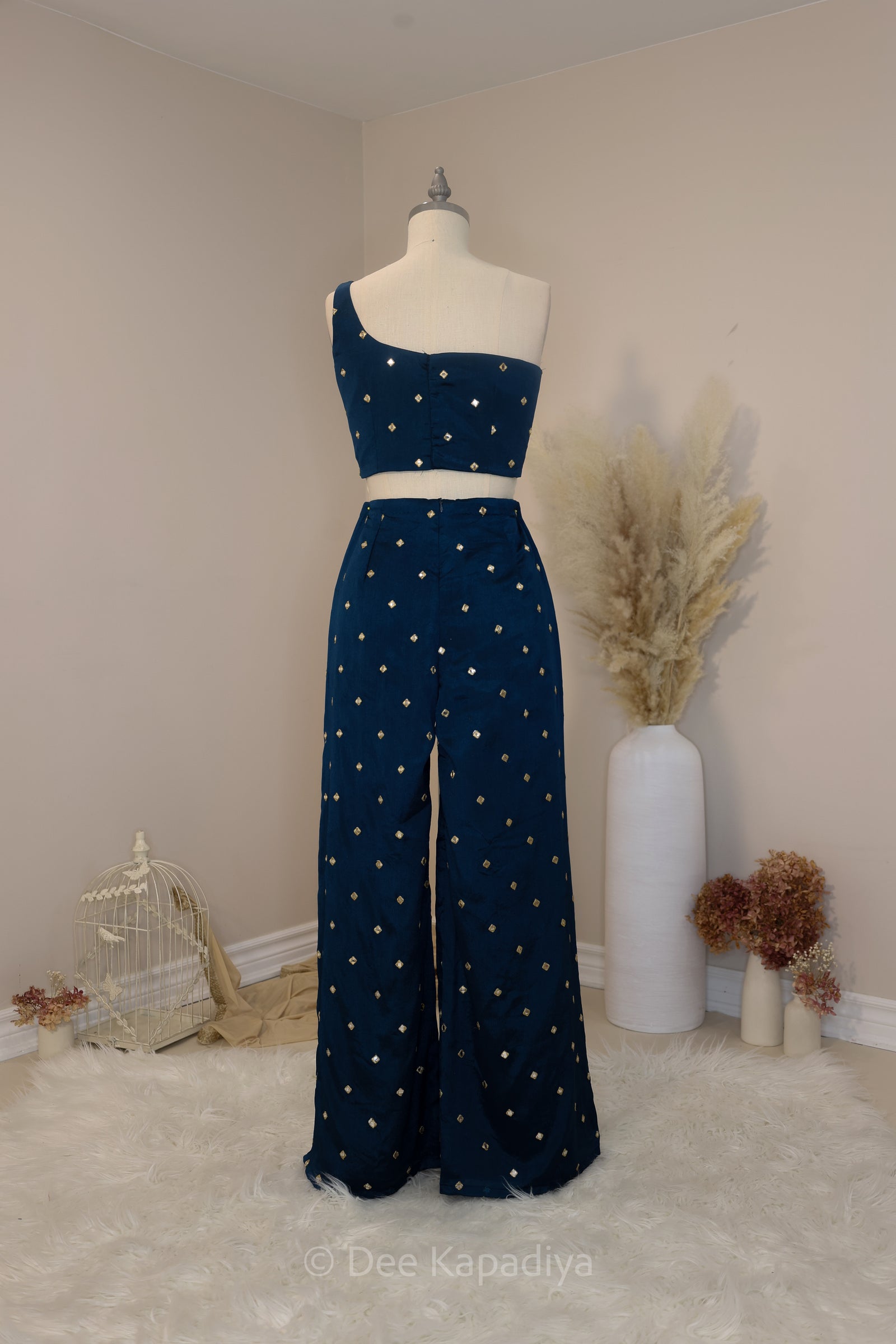 Stardust Palazzo set in teal blue front