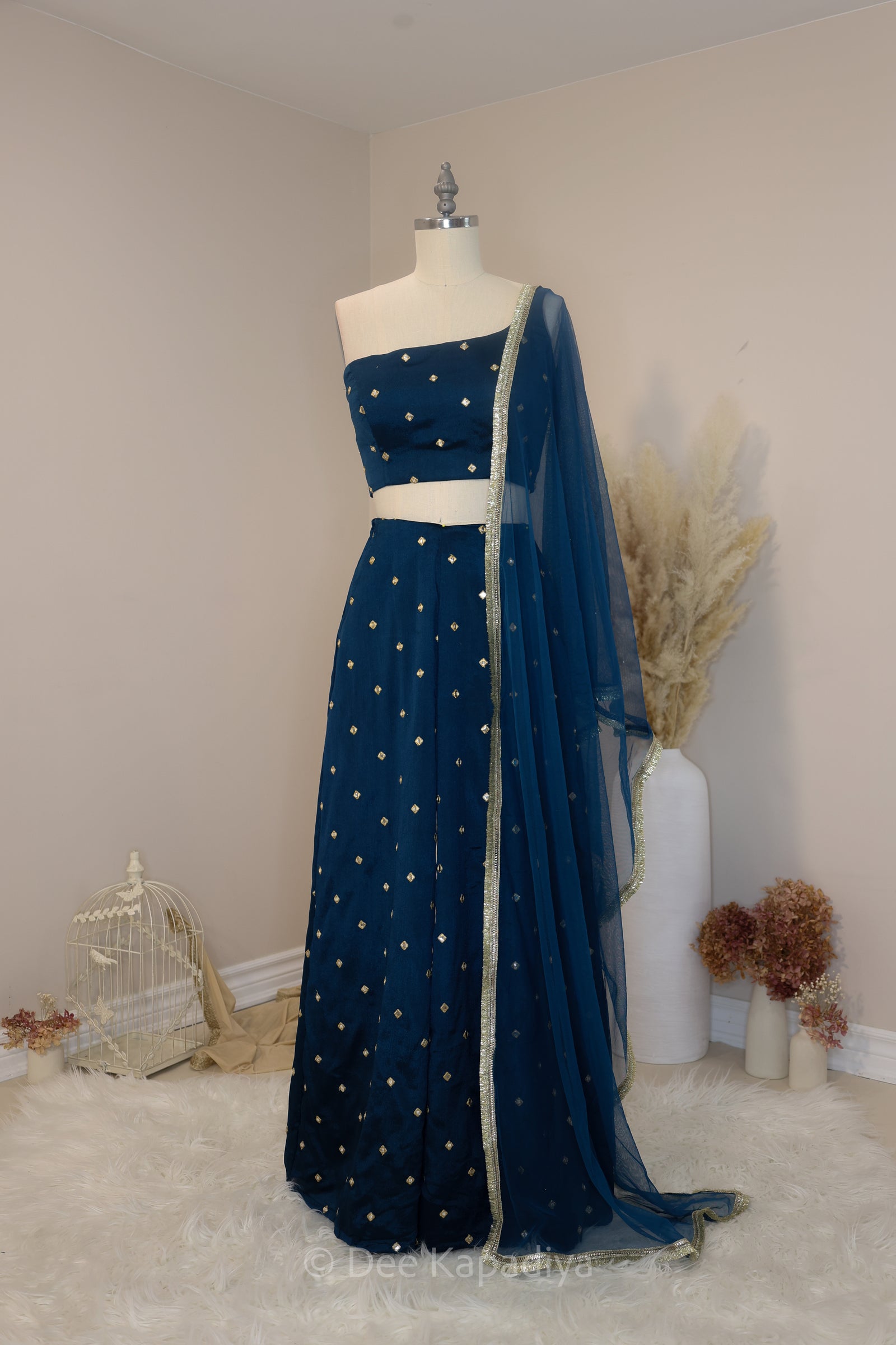 Stardust Palazzo set in teal blue front