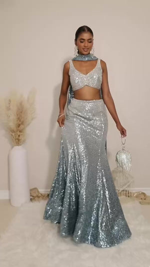 A WHOLE LEWK MERMAID LEHENGA SET with CUTE CROPTOP