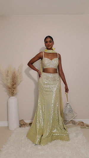 A WHOLE LEWK MERMAID LEHENGA SET with POWER CROPTOP