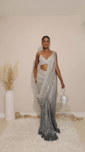 POWER MOVE RUCHED SAREE SET with LEWK BRALETTE