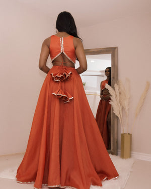 orange lehenga choli modern indian designer lehenga skirt Indian fashion