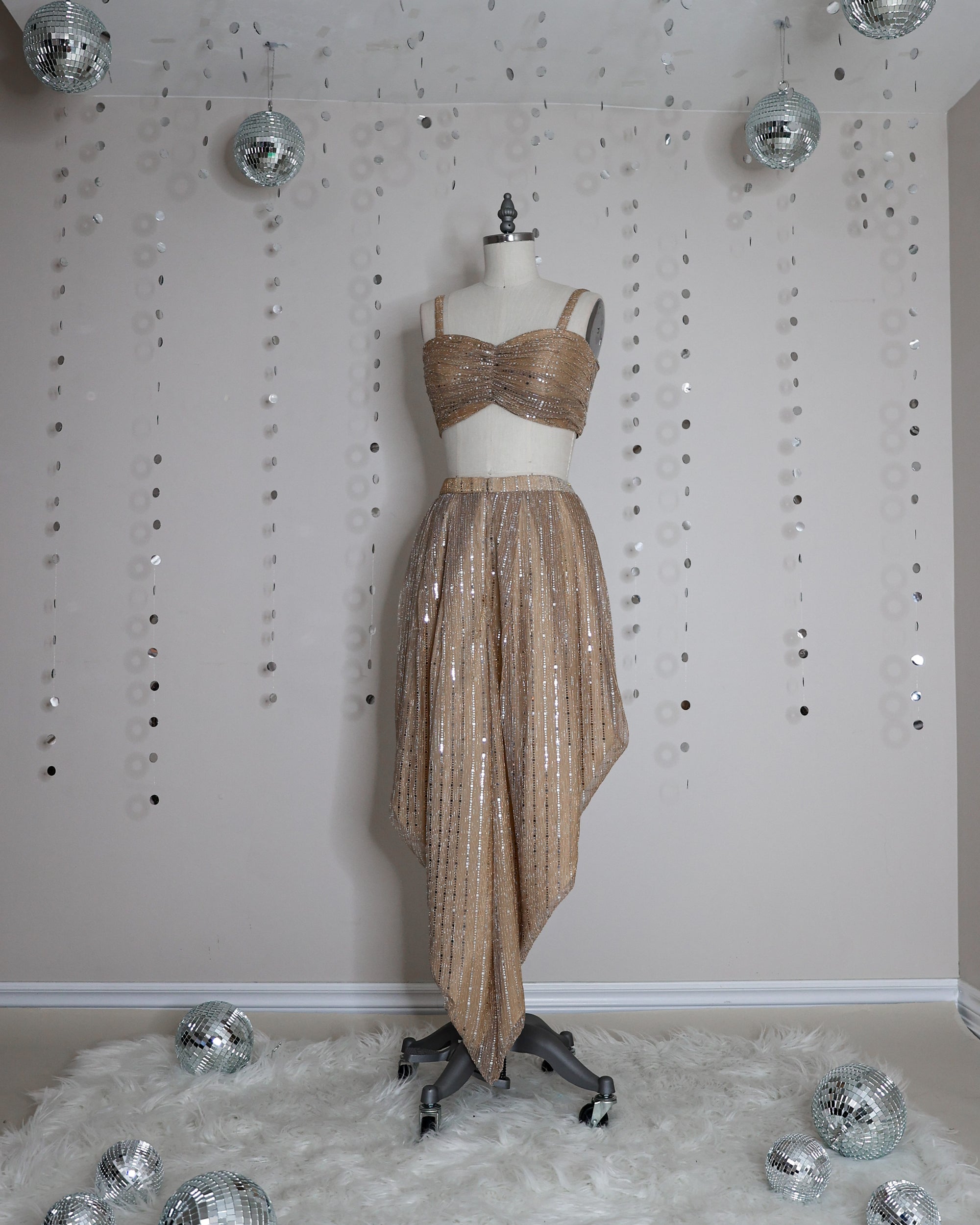 Sage Green best seller bustier style croptop with ruched details with sequin bling